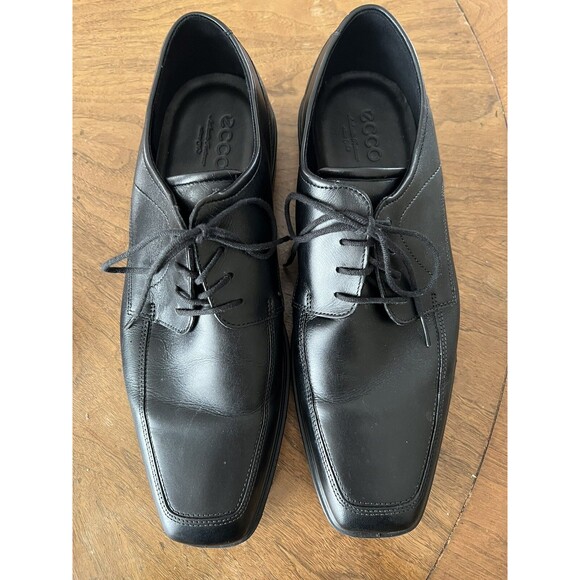 ECCO Mens Tie Black Leather Shoes, Gore Tex, Shock Point, US 11/11.5 EUR 45 - Picture 3 of 5